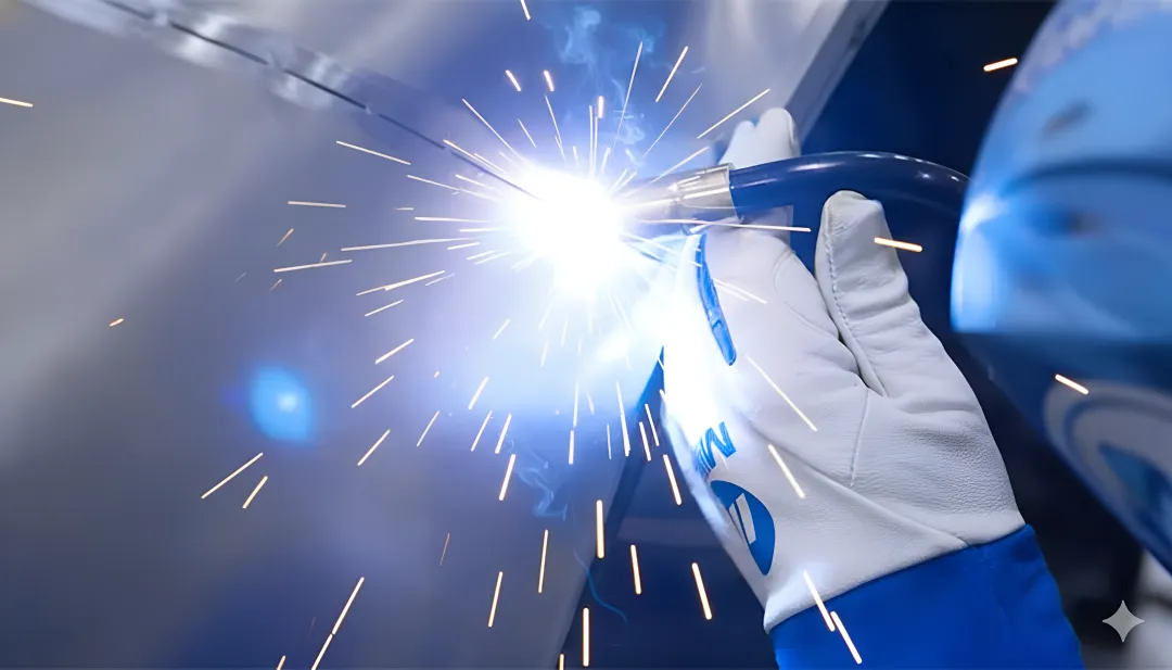 Advanced tool repair facility with precision welding equipment and restored industrial cutting tools