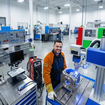 Precision welding facility with advanced laser and TIG welding equipment for industrial components