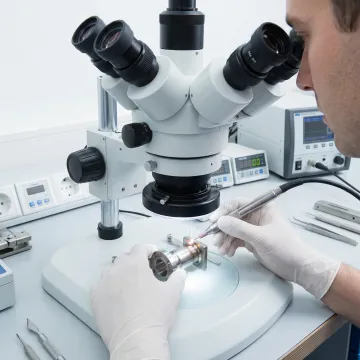 Precision SST microwelding process showing controlled heat input on stainless steel component