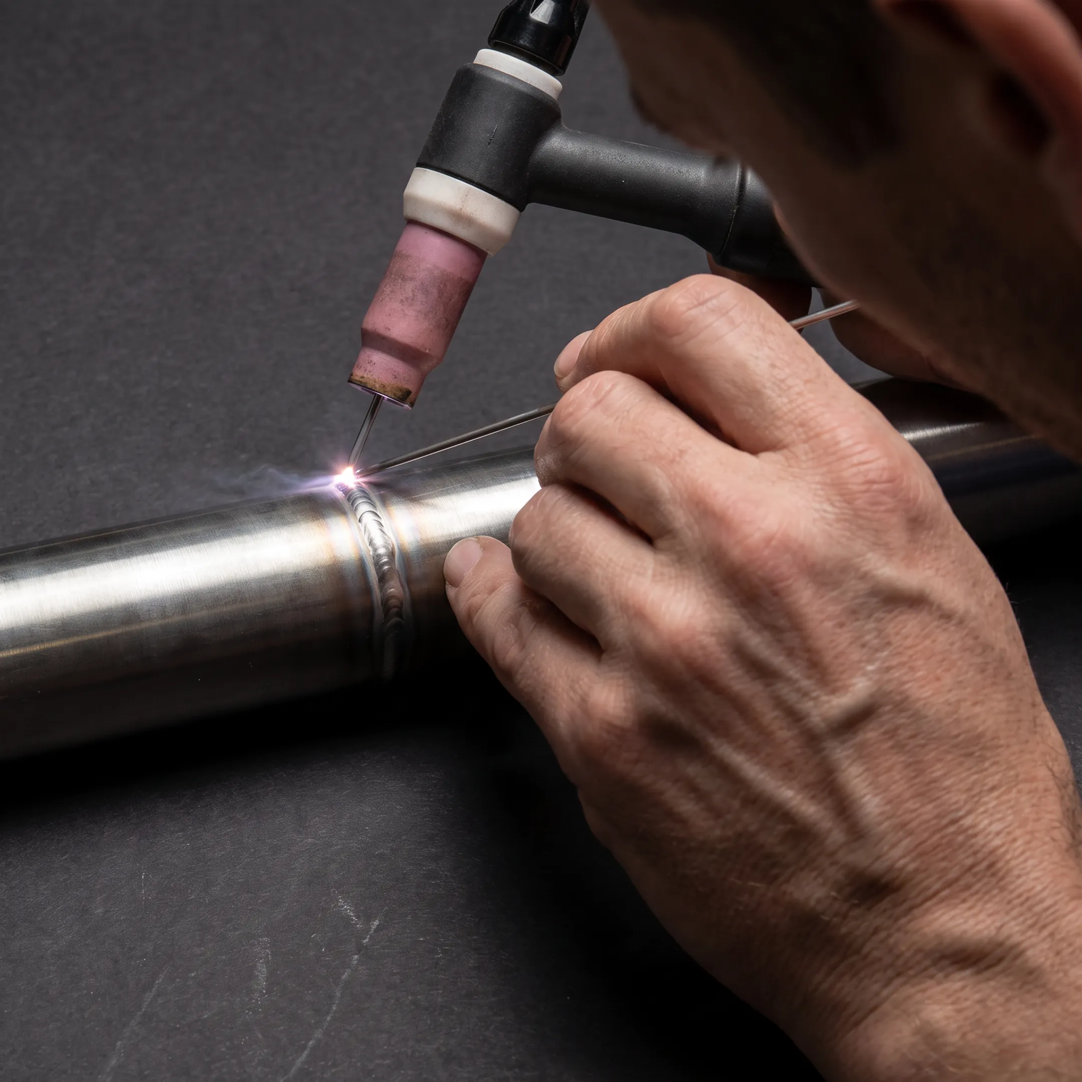 Precision TIG welding on a metal assembly