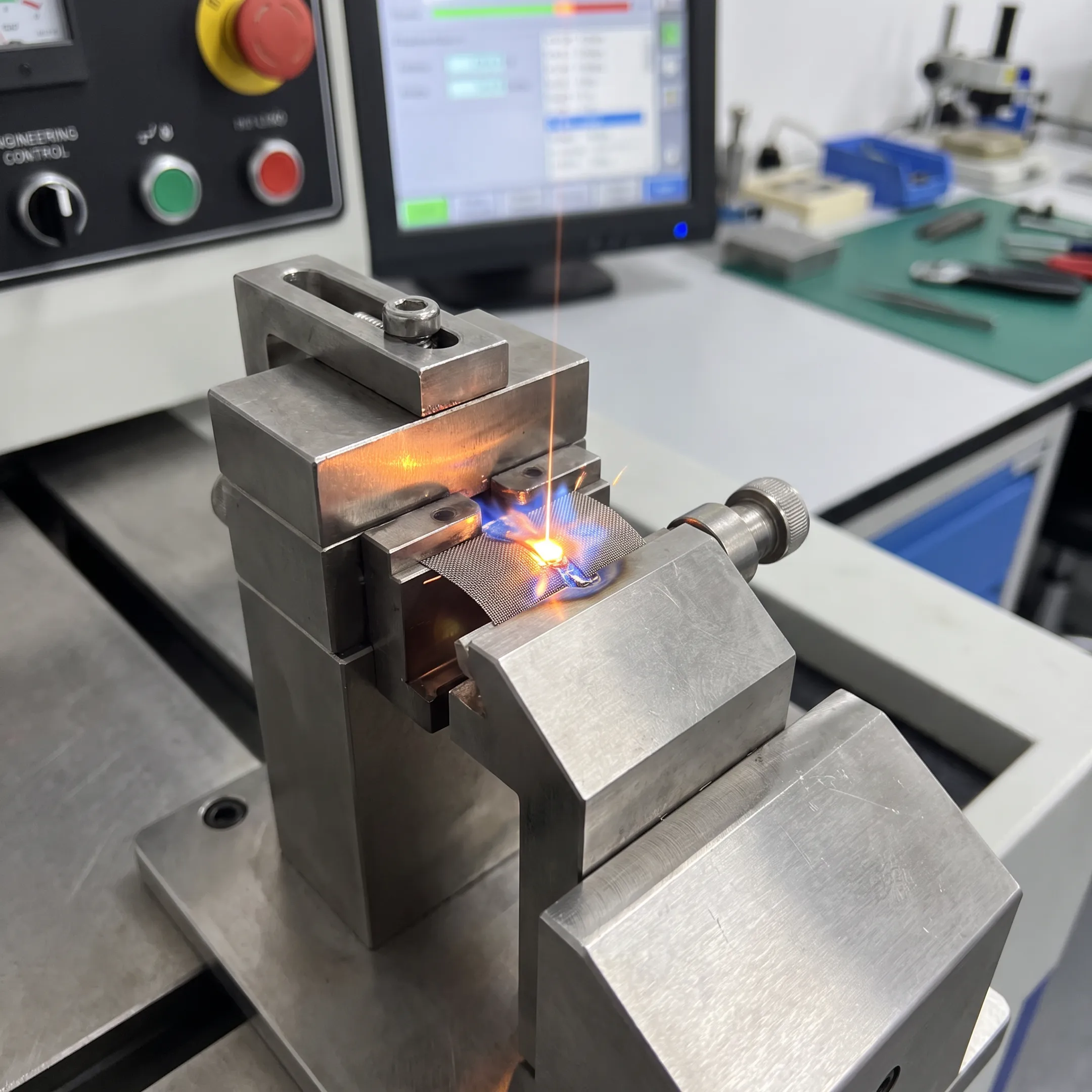Precision laser welding on a fixture-mounted component