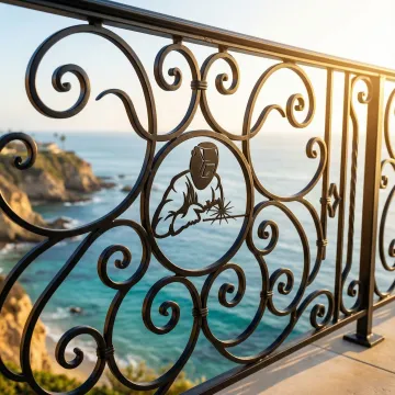 Custom wrought iron railings installation in Dana Point coastal home