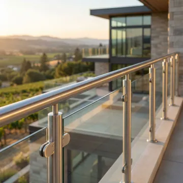 Elegant stainless steel balcony with glass panels and modern design