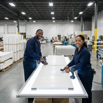 High-quality vinyl fence manufacturing process showing precision cutting and assembly