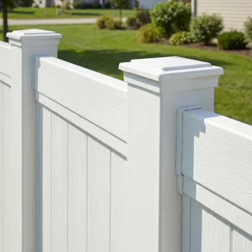 Close-up of quality vinyl fence construction showing durable materials
