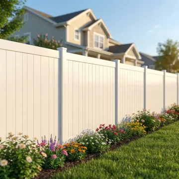 Professional vinyl fence installation showcasing white privacy fencing