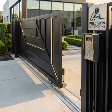 Custom fabricated commercial gate with automated access system