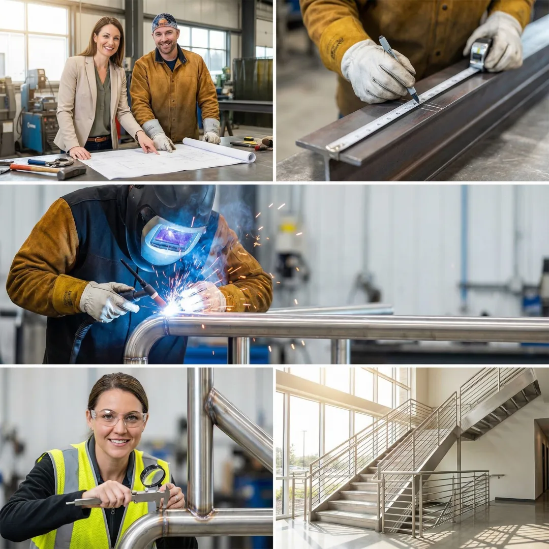 Step-by-step welding process from consultation to finished metalwork