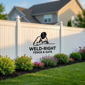 Modern white vinyl fence installation at residential property