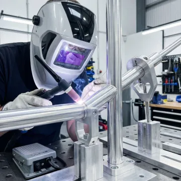 Detailed view of aluminium railing craftsmanship and welding quality