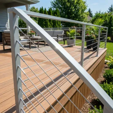 Modern aluminium railing installation on outdoor deck