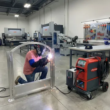 Aluminum gate fabrication process showing quality craftsmanship