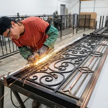 Custom metal fabrication project showing intricate ironwork details