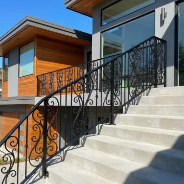 Beautiful wrought iron railings on a residential staircase in Buena Park