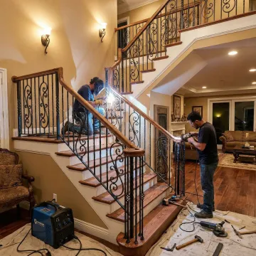 Elegant wrought iron staircase installation in Anaheim home interior