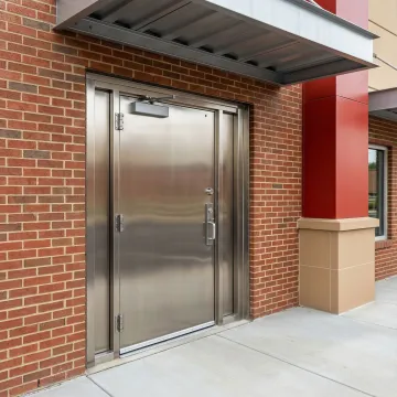 Heavy-duty commercial steel door with security features