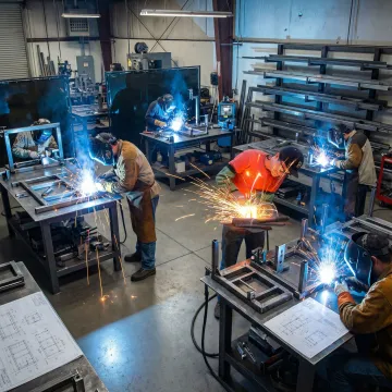 Custom industrial metal fabrication work in progress