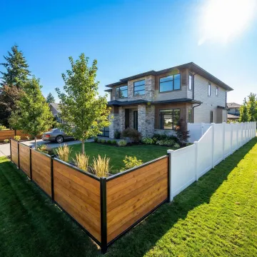 Beautiful custom wood and vinyl fence installation showcasing craftsmanship