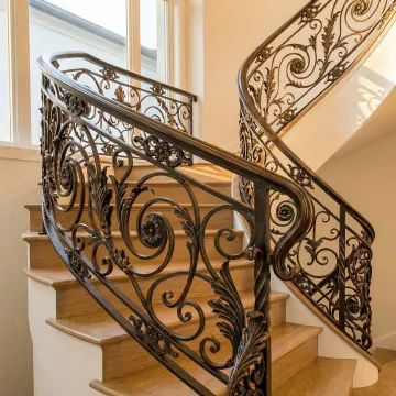 Elegant wrought iron staircase in luxury Coto de Caza home