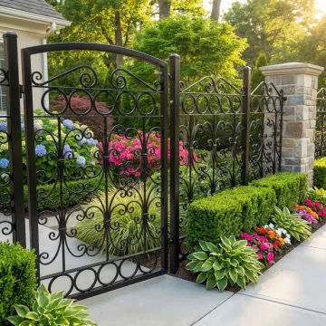Beautiful custom wrought iron fence installed at a Southern Woods Estates Maryland home