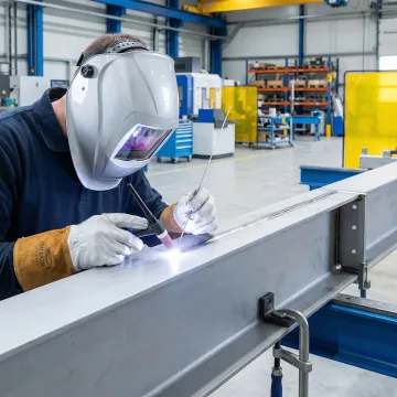 Professional TIG welder performing precision industrial welding on stainless steel components in California facility