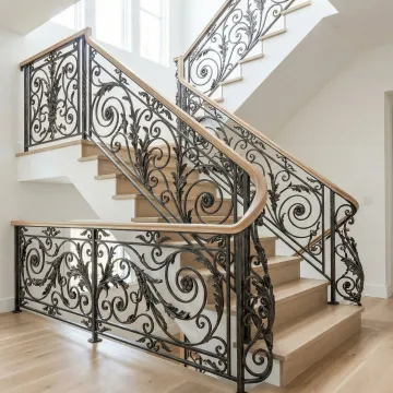 Custom metal staircase railing installation in Collingswood NJ home