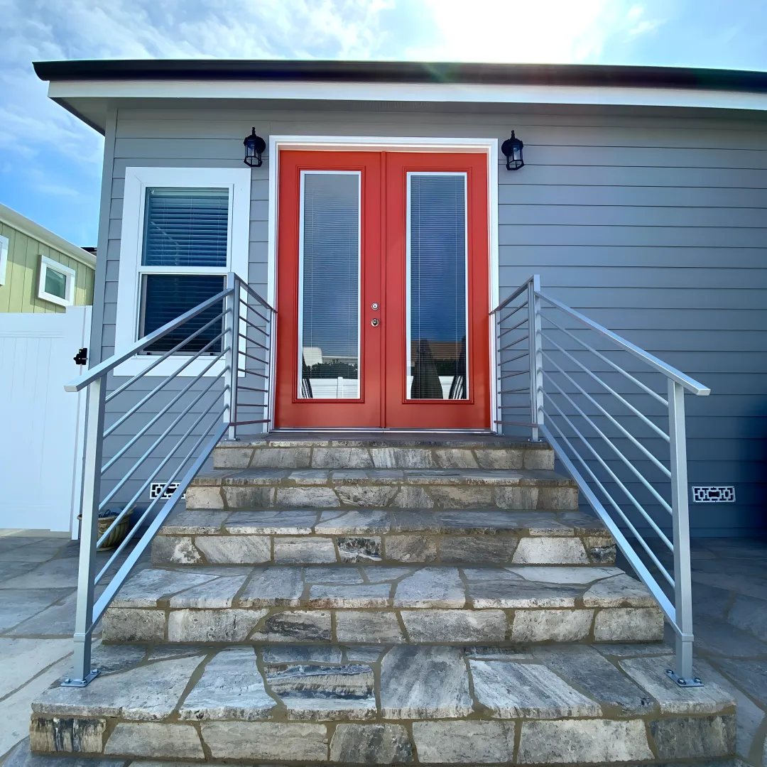 Detailed view of aluminium railing craftsmanship and welding quality