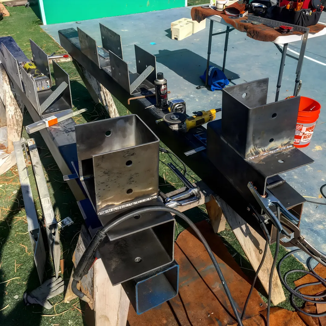 Step-by-step mobile welding process showing professional equipment setup and welding work