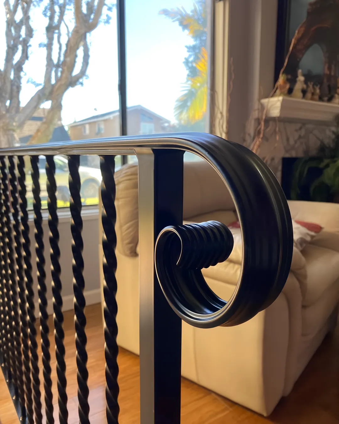Custom metal and wood integration project showing artistic craftsmanship