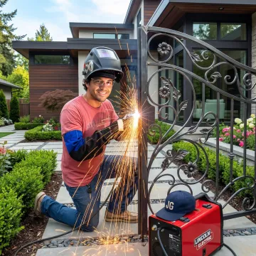 Custom metal welding work on residential gate in Laguna Beach