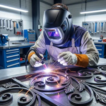 Professional welder creating custom metal fabrication in Mission Viejo workshop