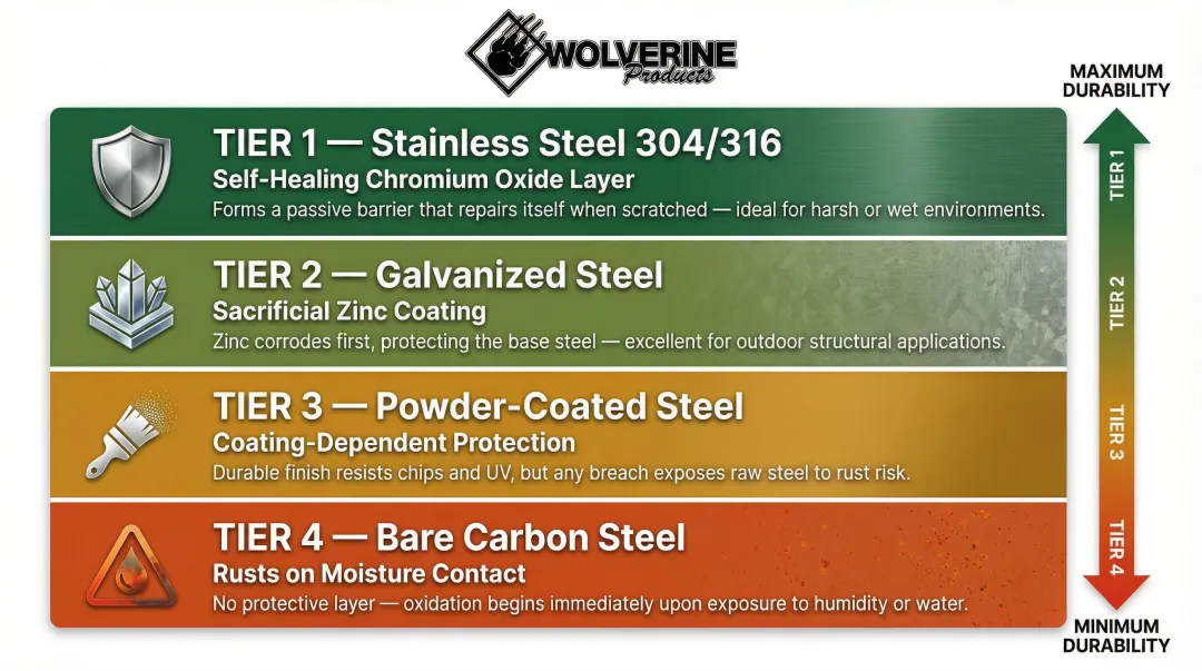 Lawn leveling rake material durability ranking from stainless steel to carbon steel