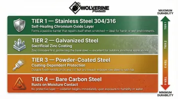 Lawn leveling rake material durability ranking from stainless steel to carbon steel