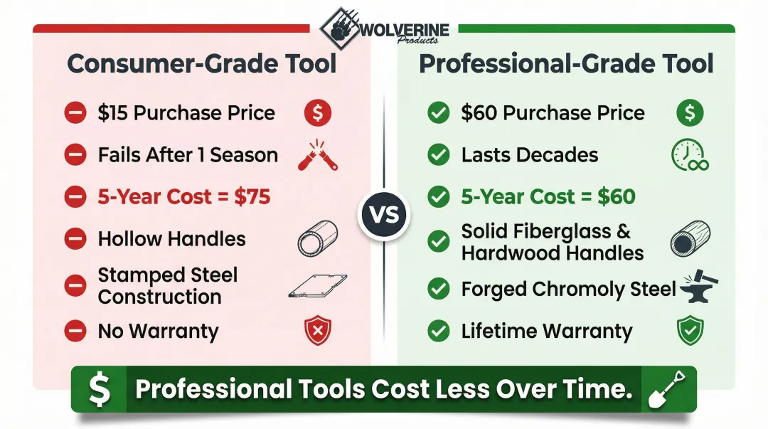 Professional versus consumer garden tool total cost of ownership five-year comparison