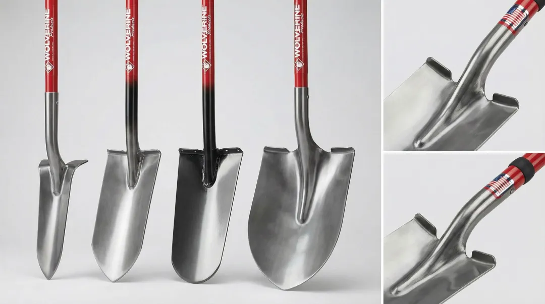 Professional-grade contractor trenching shovels and drain spades with chromoly steel blades