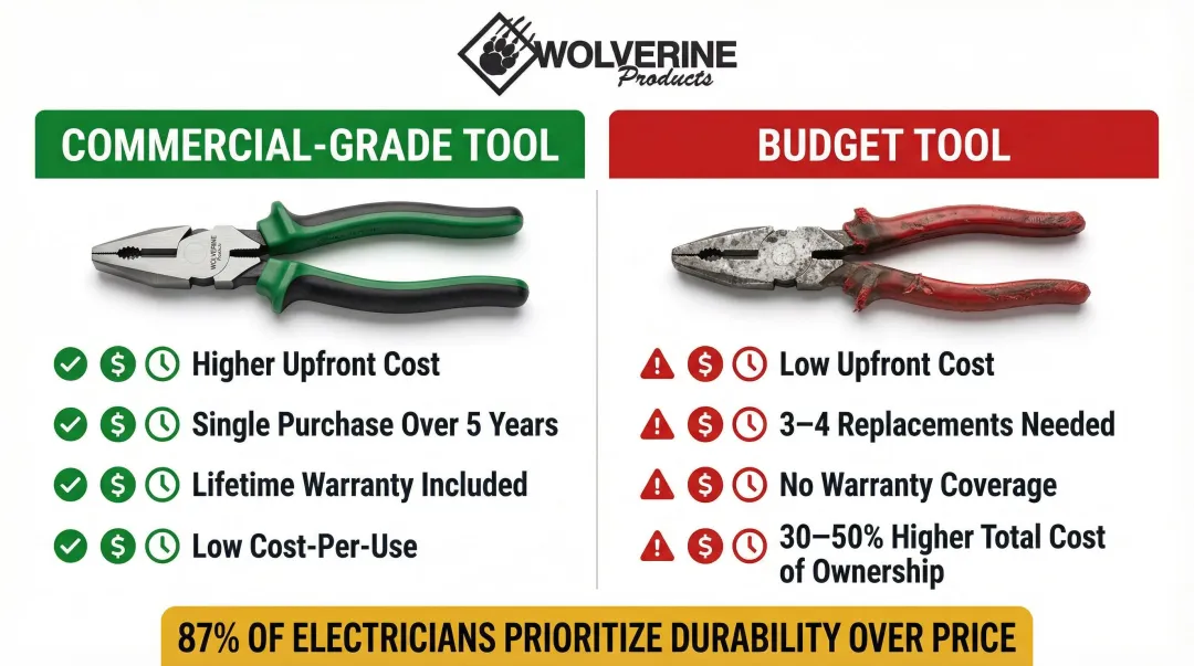 Commercial grade tool cost per use versus budget tool total cost of ownership comparison