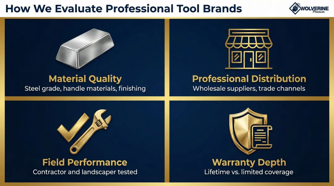 Four-factor professional hand tool brand selection criteria evaluation framework