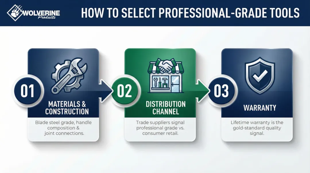 Three criteria for choosing professional grade heavy duty tools buying guide infographic
