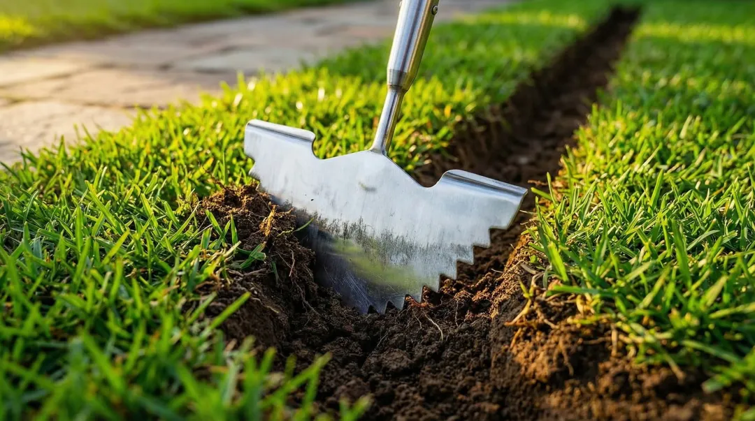 Manual lawn edger carbon steel blade cutting clean border around garden bed edge