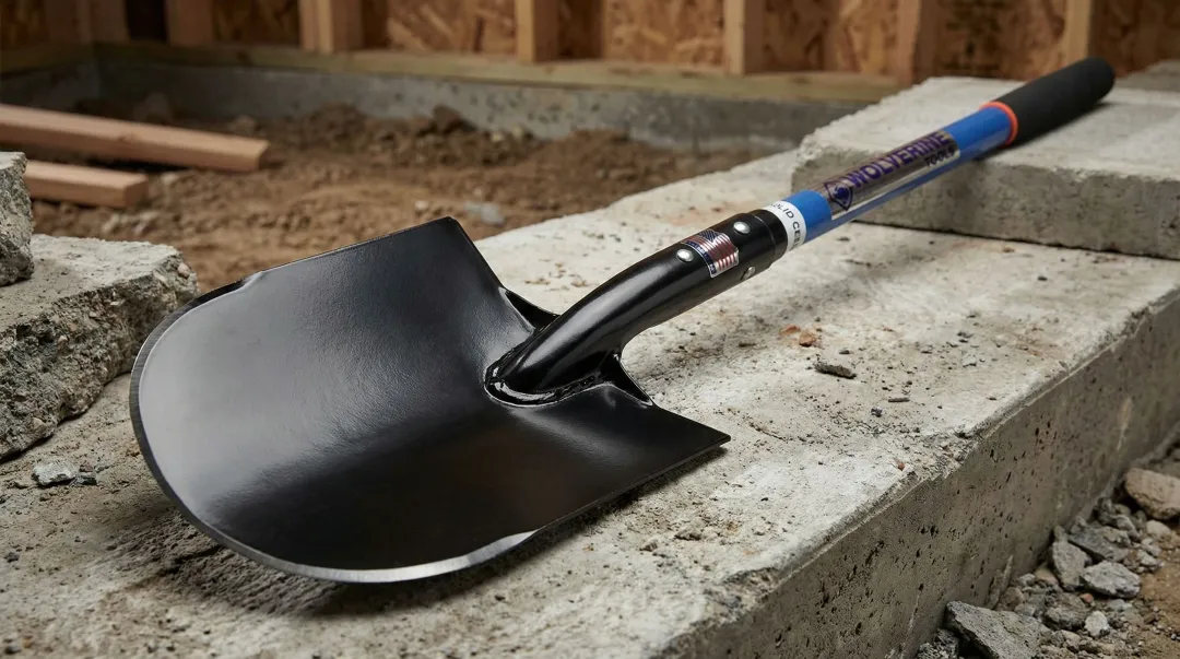 Wolverine Tools professional contractor shovel with tempered steel blade and hardwood handle