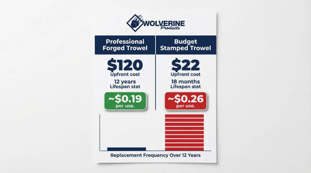 Professional versus budget garden trowel 12-year cost per use comparison chart