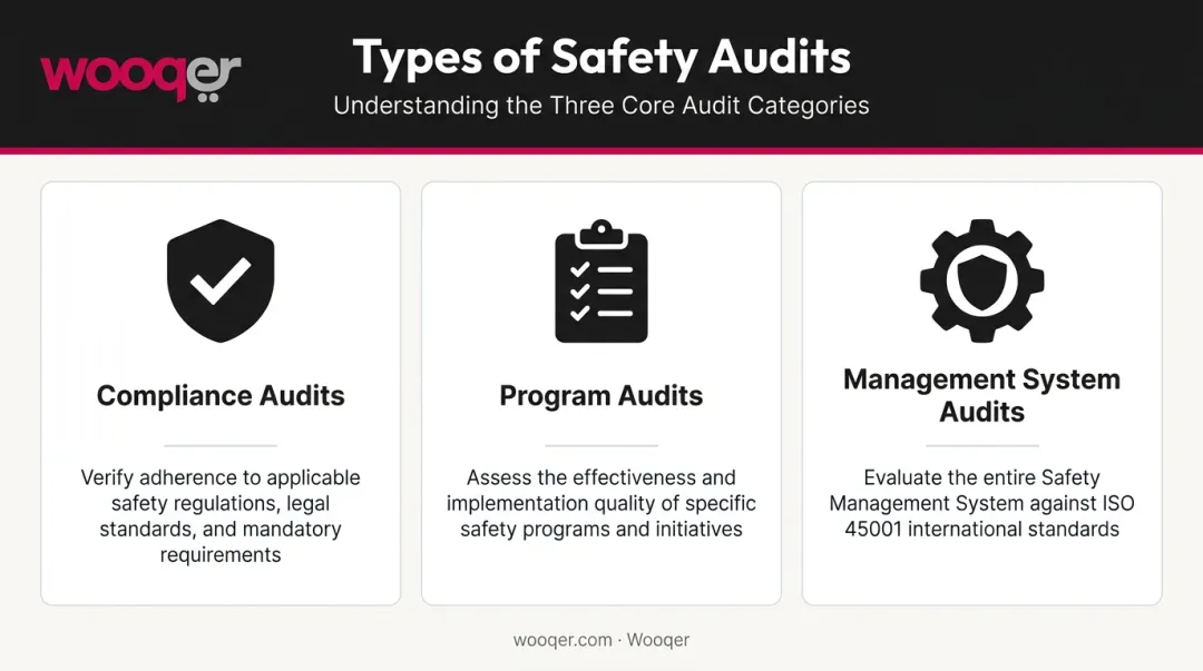 Three types of safety audits compliance program and management system explained