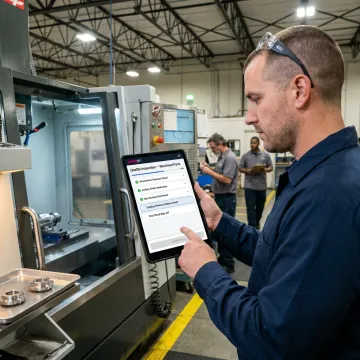 Manufacturing team using quality management software