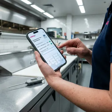 Food safety compliance checklist on a mobile device