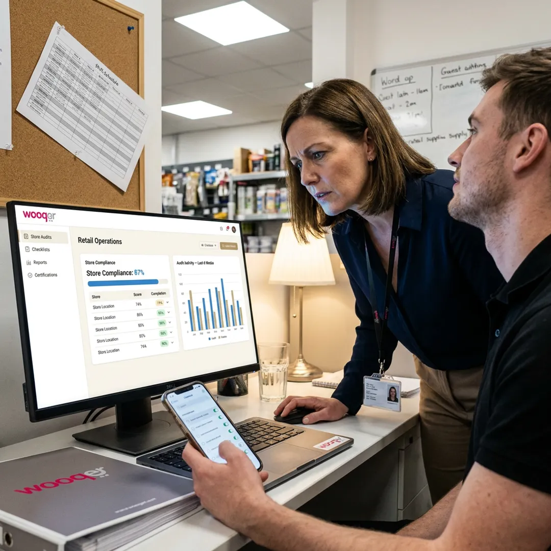 Retail operations dashboard on mobile and desktop