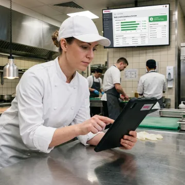 Food safety compliance software on tablet