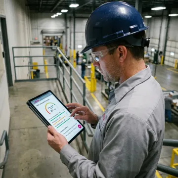 Safety audit software dashboard on tablet