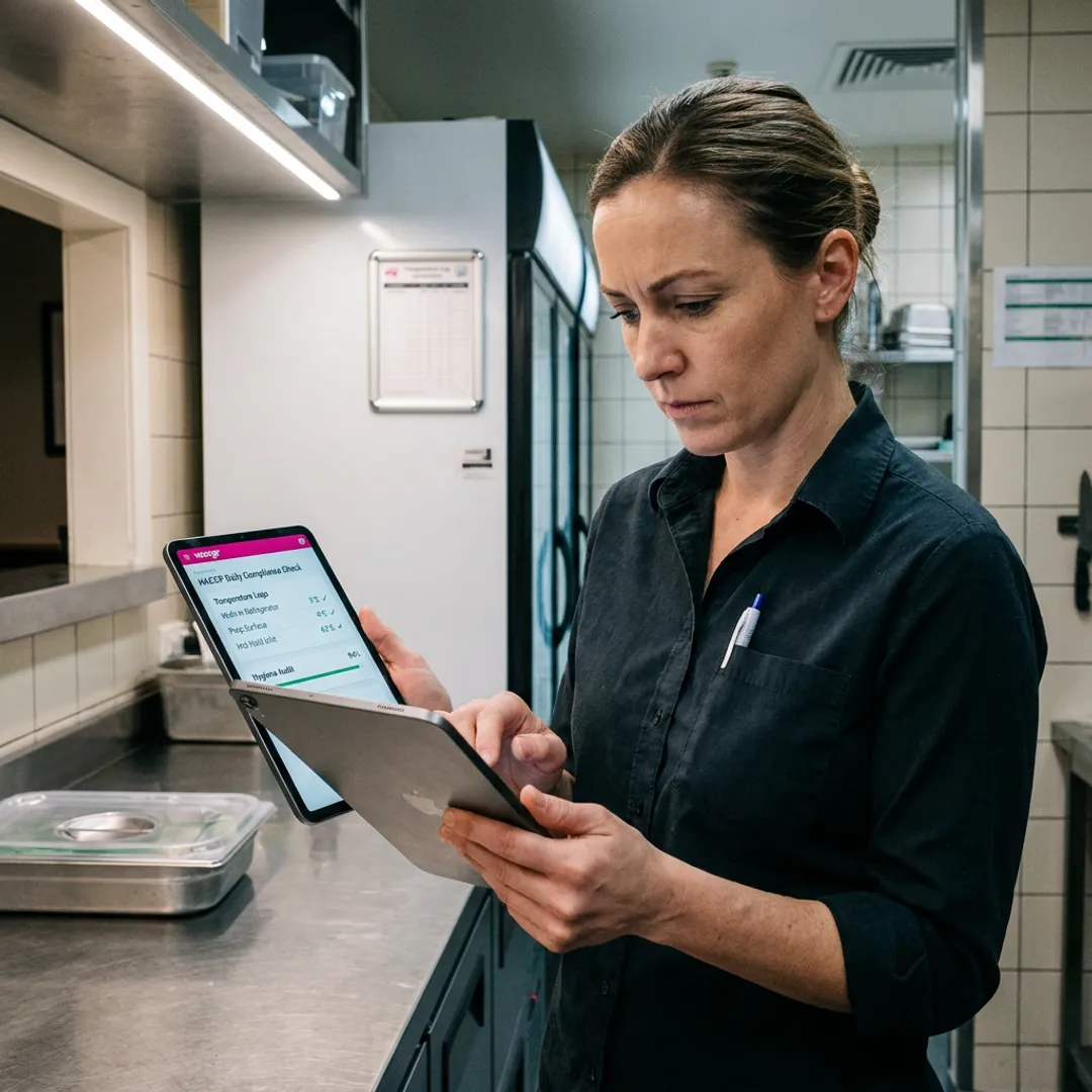 Restaurant team using HACCP compliance software