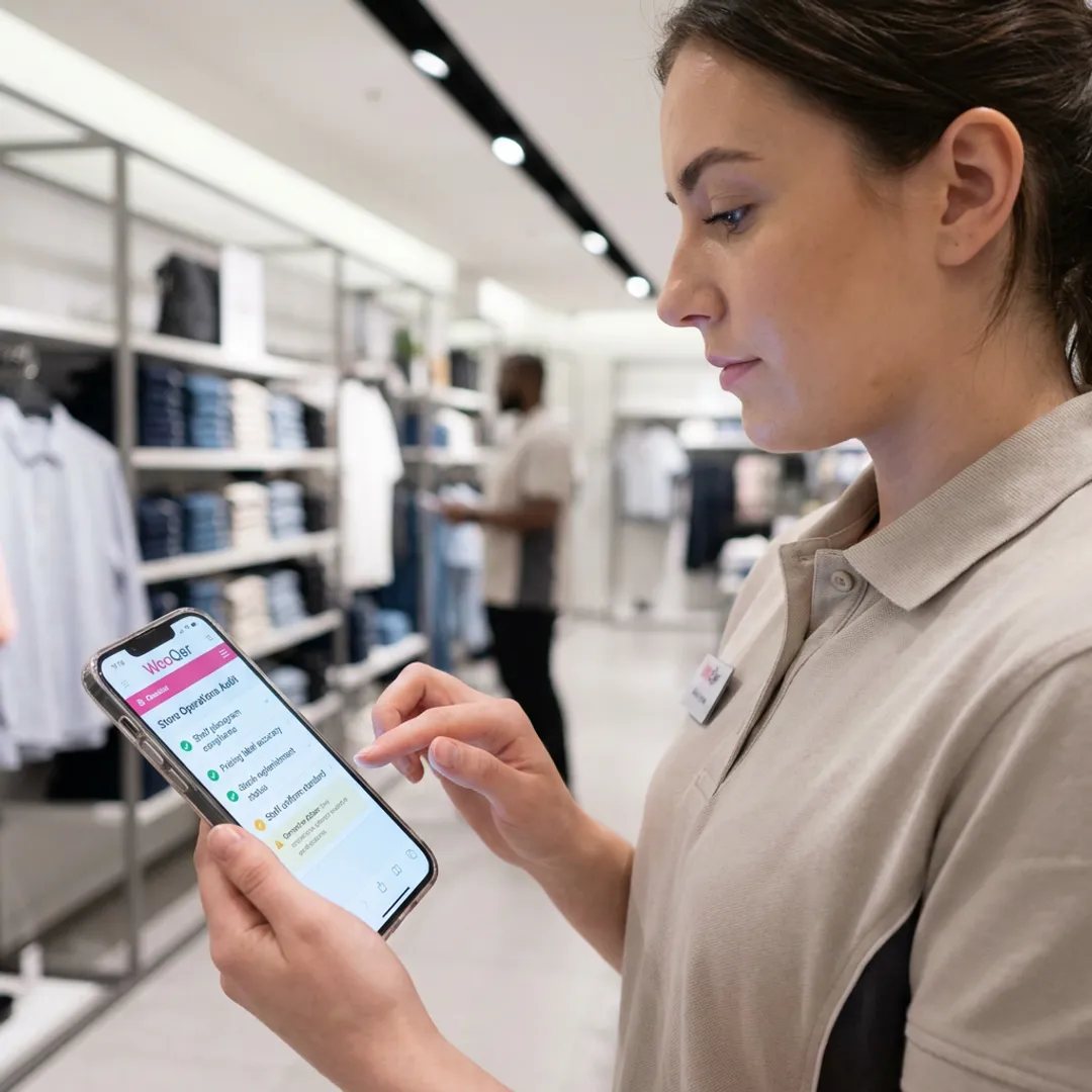 Retail and restaurant staff completing mobile audits
