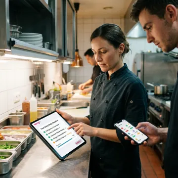 Restaurant team using mobile operations software